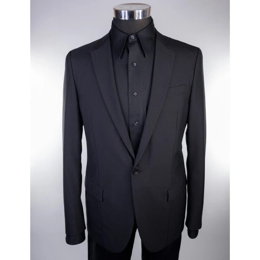 G Givenchy Blazer Sport Coat Solid Black Sz 40S Two Button Jacket